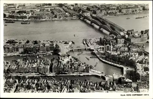 Ak Rotterdam Südholland Niederlande, Oude Haven, Nieuwe Haven, Haringvliet, Fliegeraufnahme