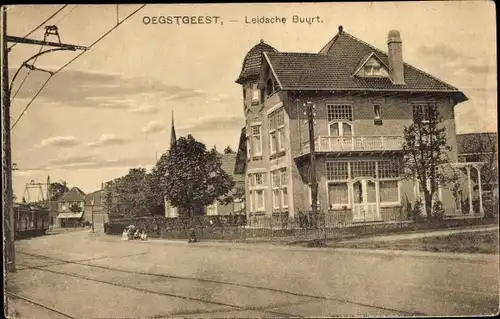 Ak Oegstgeest Südholland Niederlande, Leidsebuurt, Leidsche Buurt, Straßenbahn