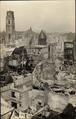 Ak Rotterdam Südholland Niederlande, Mei 1940, Overzicht van de verwoesting der binnenstad