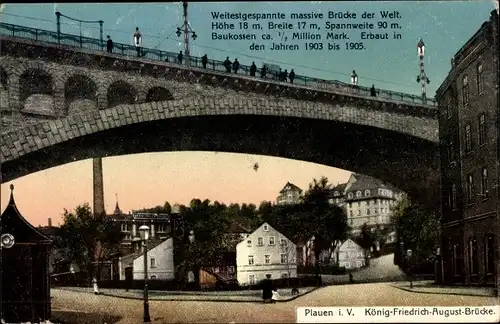 Ak Plauen im Vogtland, König Friedrich August Brücke