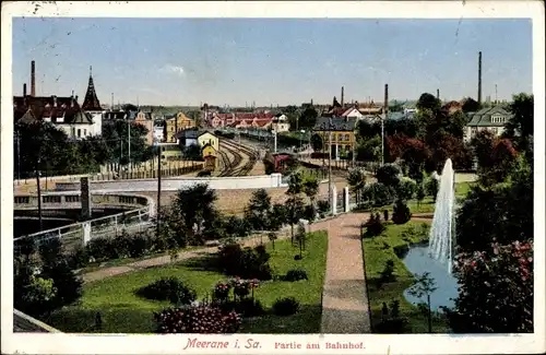 Ak Meerane in Sachsen, Partie am Bahnhof, Gartenanlage