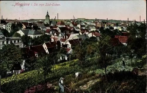 Ak Meerane in Sachsen, Stadtbild von Süd-Osten