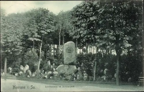 Ak Meerane in Sachsen, Schillerstein im Schillerpark