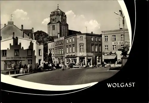 Passepartout Ak Wolgast in Mecklenburg Vorpommern, HO Kaufhaus, Partie im Ort