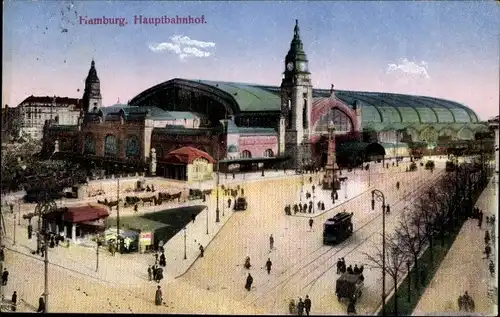 Ak Hamburg Mitte Sankt Georg, Blick auf den Hauptbahnhof