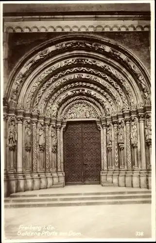 Ak Freiberg in Sachsen, Goldene Pforte am Dom, Relief