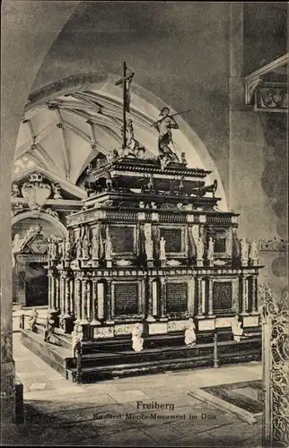 Ak Freiberg Sachsen, Moritzmonument in der kurfürstlichen Begräbniskapelle , Statuen