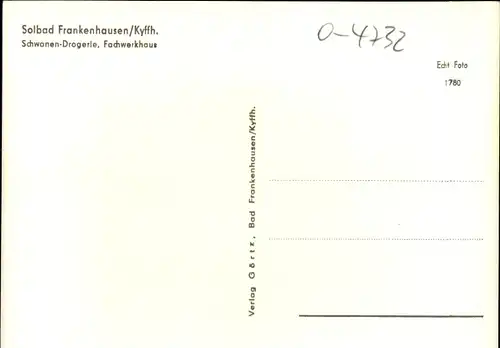Ak Bad Frankenhausen am Kyffhäuser Thüringen, Schwanen-Drogerie, Fachwerkhaus