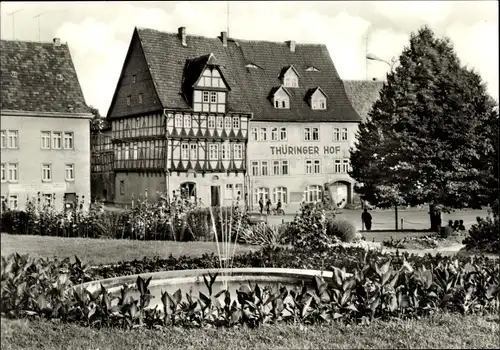 Ak Bad Frankenhausen im Kyffhäuserkreis, Anger Springbrunnen, Thüringer Hof