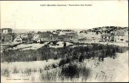 Ak Fort Mahon Plage Somme, Panorama des Dunes, Dünen, Gebäude am Strand