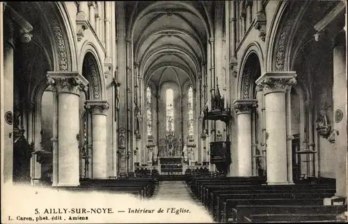 Ak Ailly sur Noye Somme, Interieur de l'Eglise, Kirche, Innenansicht