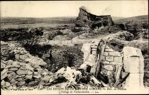 Ak Vacherauville Meuse, les Ruines de la Grande Guerre, zerstörte Häuser