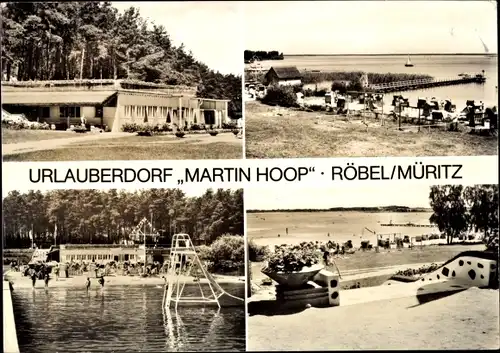 Ak Röbel an der Müritz,Urlauberdorf Martin Hoop, Freibad, Strand,