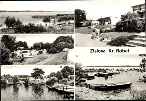 Ak Zislow in Mecklenburg, Badestelle am Plauer See, Zeltplatz, Bungalowsiedlung