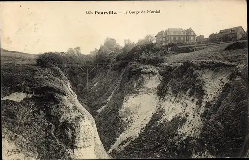 Ak Pourville Seine Maritime, La Gorge de Mordal