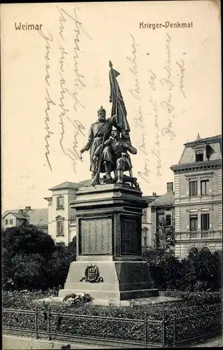 Ak Weimar in Thüringen, Kriegerdenkmal, Statue