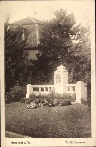 Ak Arnstadt in Thüringen, Marlitt Denkmal