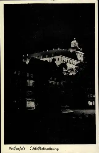 Ak Weißenfels im Burgenlandkreis, Schloßbeleuchtung, Abend