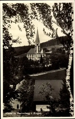 Ak Rechenberg Bienenmühle Erzgebirge, Blick auf die Kirche