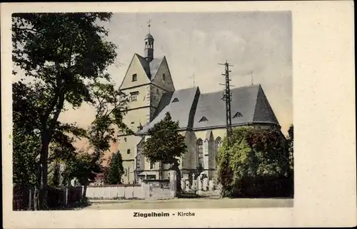 Ak Ziegelheim in Thüringen, Blick auf die Kirche, Friedhof