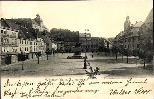 Ak Weißenfels in Sachsen Anhalt, Marktplatz, Denkmal