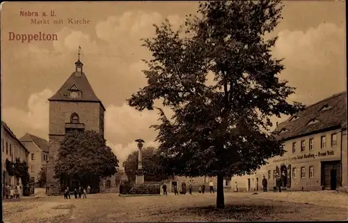 Ak Nebra an der Unstrut im Burgenlandkreis, Markt mit Kirche