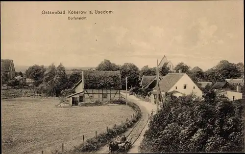 Ak Ostseebad Koserow auf Usedom, Dorfansicht