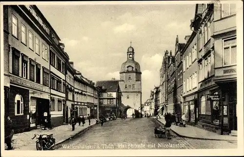 Ak Waltershausen in Thüringen, Hauptstraße mit Nicolaustor