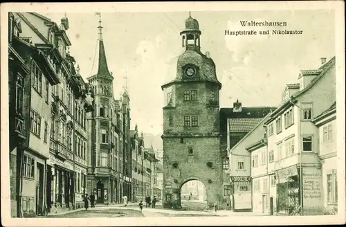 Ak Waltershausen in Thüringen, Hauptstraße, Nikolaustor