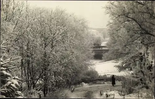 Foto Ak Riga Lettland, Winteransicht, Parkanlagen