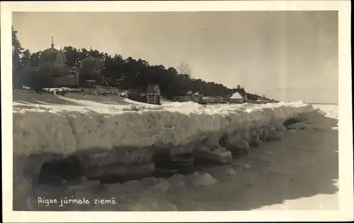 Foto Ak Jūrmala Rigaer Strand Lettland, Winteransicht