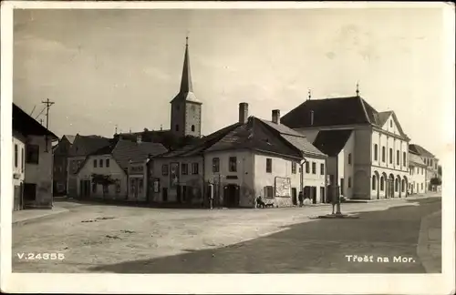 Foto Ak Třešť Triesch Region Hochland, Platz, Straßenpartie