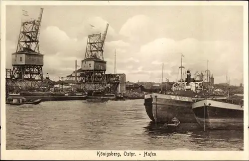 Ak Kaliningrad Königsberg Ostpreußen, Hafen, Kräne