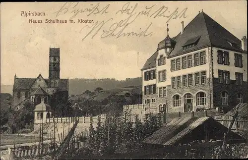 Ak Alpirsbach im Schwarzwald, Neues Schulhaus, Kloster