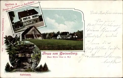 Ak Zwieselberg Alpirsbach im Schwarzwald, Gasthaus Auerhahn, Kastelstein