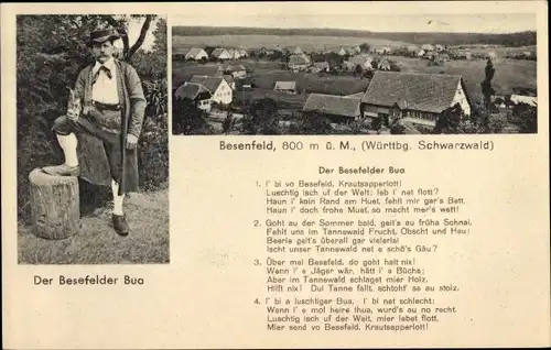 Ak Besenfeld Seewald im Schwarzwald, Gesamtansicht, Der Besefelder Bua, Gedicht