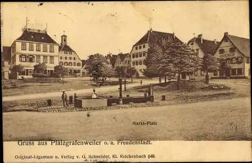 Ak Pfalzgrafenweiler im Nordschwarzwald, Marktplatz