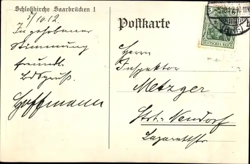 Ak Saarbrücken im Saarland, Schlosskirche, Generalversammlung des Evangelischen Bundes 1912