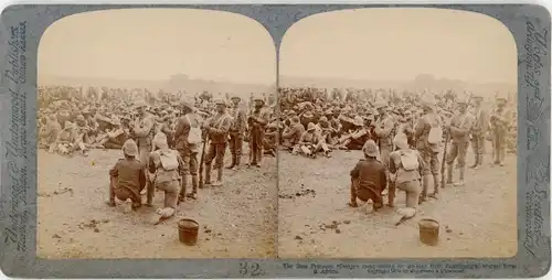 Stereo Foto Südafrika, overpowered Boer Prisoners, Gen. Cronje's men, Paardeberg to Modder River