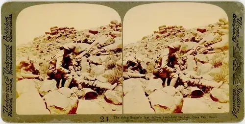 Stereo Foto Südafrika, Dying Bugler's last call, battlefield incident, Gras Pan