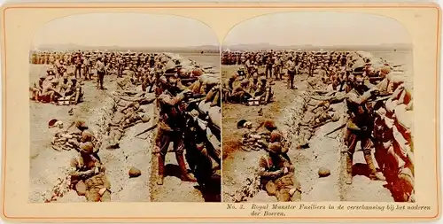 Stereo Foto Südafrika, Royal Munster Fusiliers in de verschanzing bij het naderen der Boeren