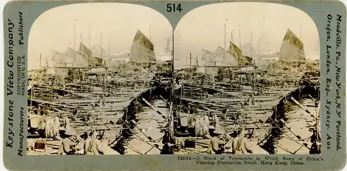 Stereo Foto Hongkong, Block of tenements, Chinese Floating Houses