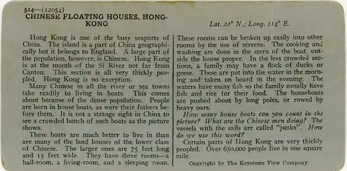 Stereo Foto Hongkong, Block of tenements, Chinese Floating Houses