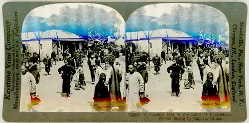 Stereo Foto Canton China, Street Scene