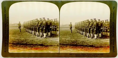 Stereo Foto Japanese Infantry Troup in marching order