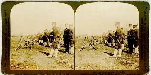 Stereo Foto Japanese Infantry, A detachment in the field, japanische Infanterie