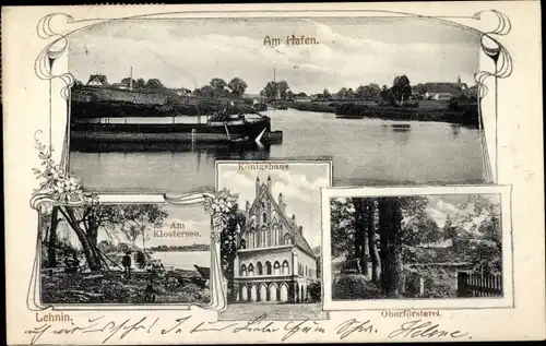 Ak Kloster Lehnin in der Mark, am Hafen, Königshaus, Oberförsterei, Klostersee