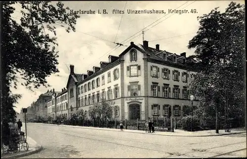 Ak Karlsruhe in Baden, Altes Vinzentiushaus, Kriegstr. 49