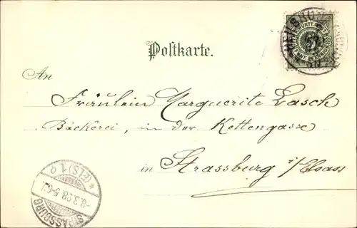 Litho Heilbronn am Neckar, Götzenturm, Brücke, Bahnhof, Rathaus, Neckaransicht, Post, Harmonie