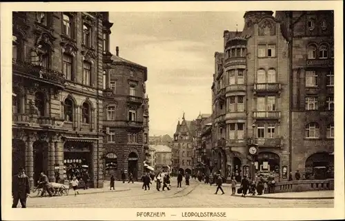 Ak Pforzheim im Schwarzwald, Leopoldstraße